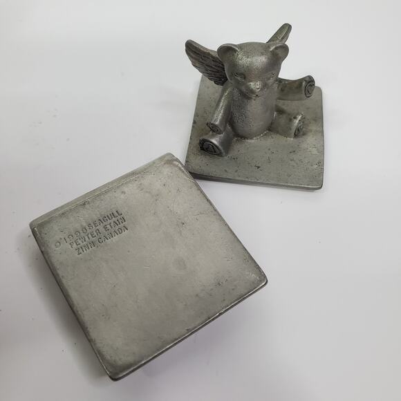 Vintage Teddybear Pewter Etain Zinn Tooth Fairy Tales Keepsake Box/Holder - Picture 6 of 9